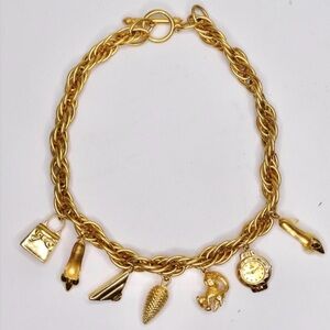 Fendi Vintage Gold Plated Charm Necklace